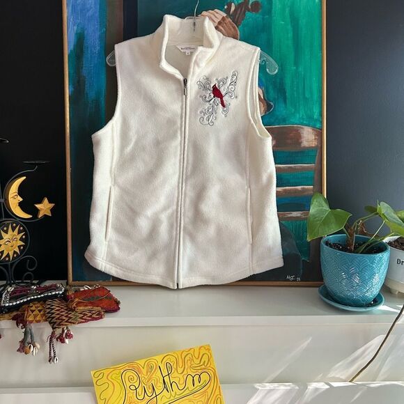 NORTHERN REFLECTIONS Women's Embroidered Cardinal Fleece Full Zip Vest M - Picture 4 of 16